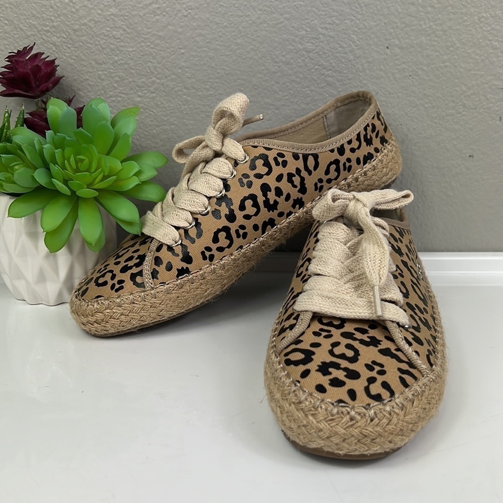NWOB Emu Australia Agonis Espadrille Sneakers Leopard Beige Canvas Shoes 6